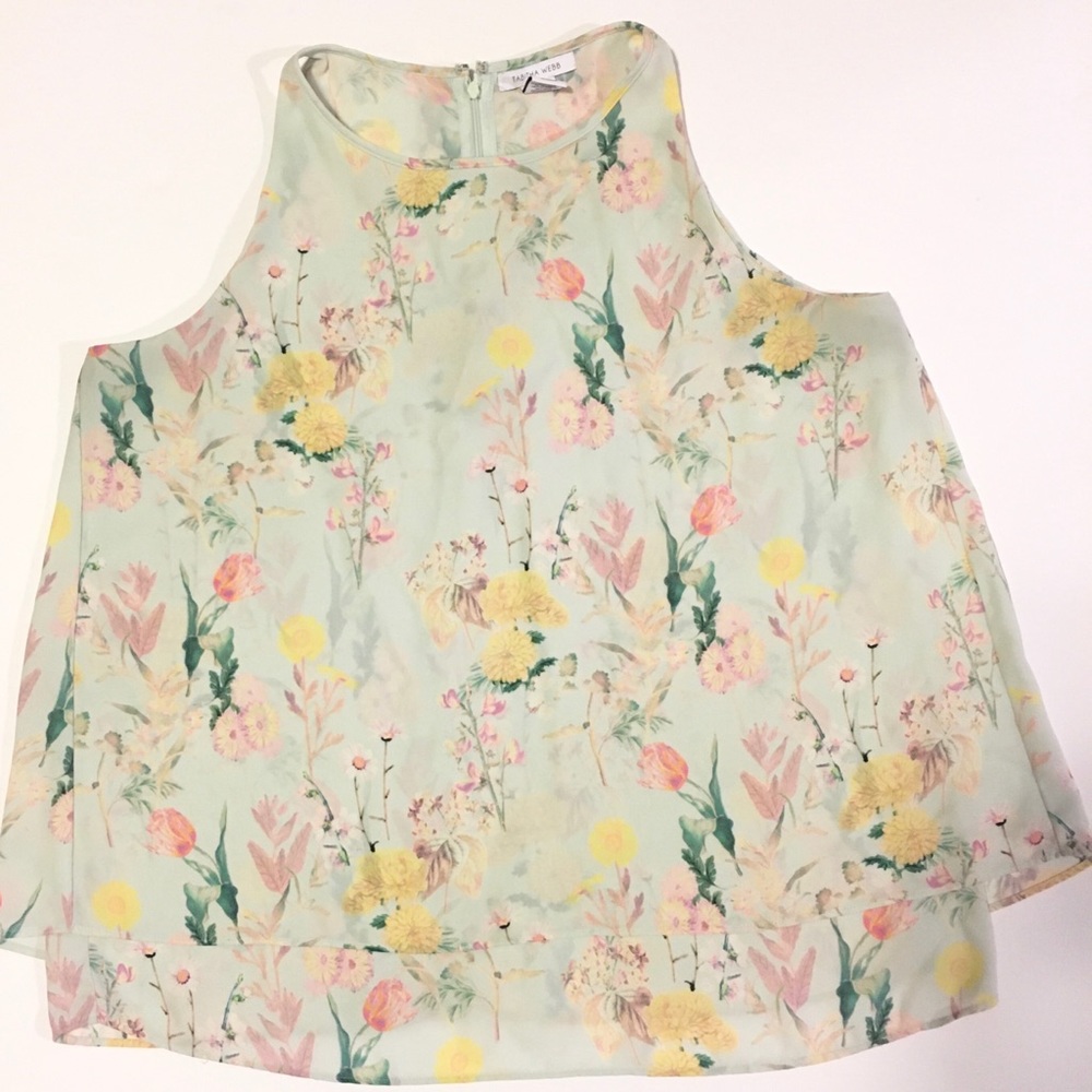 Tabitha Webb Mint Floral Split Back Layered Tank